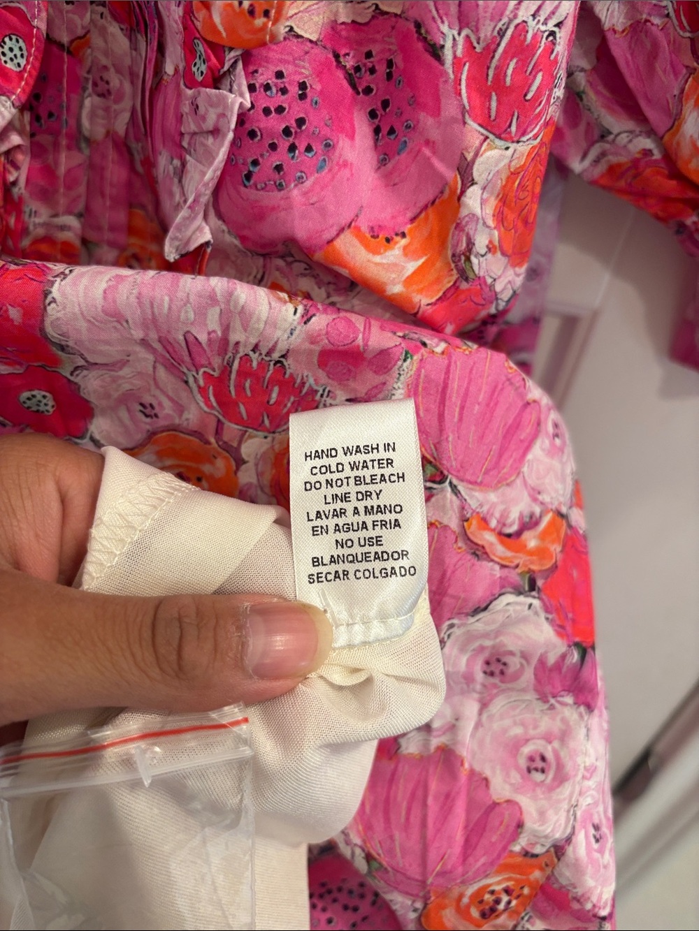 NWT Entro Pink Orange Floral Midi Dress Ruffle Puff Sleeve Cottagecore Boho Smal - Picture 5 of 5